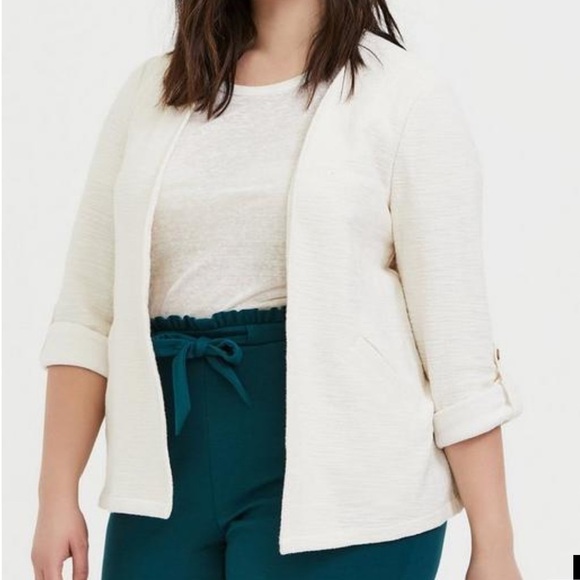 Cream Boucle Open-Front Jacket Sweater Size 1X by Torrid - Picture 1 of 10